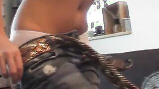 Blonde German skank finger fucked herself before giving a super sexy hand job