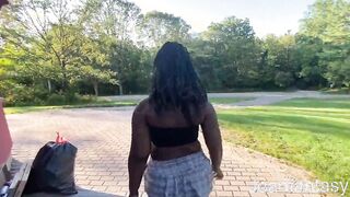enjoying the outdoor into a mini skirt