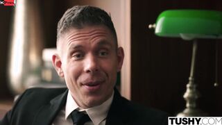 TUSHY Sultry Actress Emily getting DPed by her two co-stars