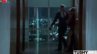 TUSHY Sultry Actress Emily getting DPed by her two co-stars