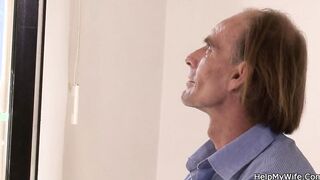Mature hubby watching stranger relaxing his fiance
