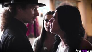 Two lesbian couples have threesome with the priest