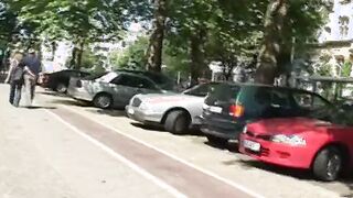 Huge jugs German skank gets her good round butt sprayed with cum
