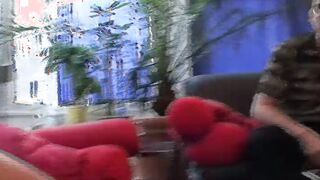 Superb German Hot getting fuck by 2 dicks inside the living room