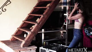 Babe Spanish DJ fingered her unshaved cunt to an insane