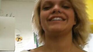 Natural melons German Cutie gets smashed by 2 rough dicks