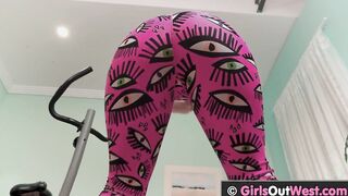 Fit unshaved ginger masturbates with long toy