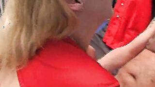 Freaky blonde German Girl gets her natural melons covered with warm cum
