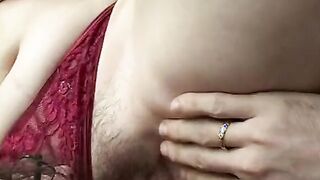 Huge hooters and unshaved twat for a mom who is always turned on