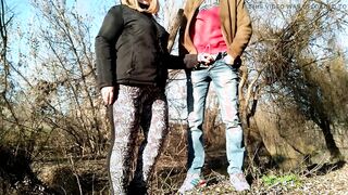 Bombshell mouth of my mother-inside-law after peeing outdoor is very pleasant