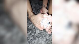 Feet job with goddess dark hair mom
