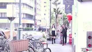 Japanese Akihiko and Mikiko together tastes a long rough french penis
