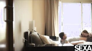 View as this Bae redhead squirts on her BF's huge