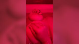 Lauren the Milf Pawg Wifey having some erotic bath tub time and having fun with her Long Puffy nipples and LONG Natural jugs