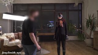 Cream, banana and blindfolded incredible sexy woman