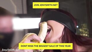 Cream, banana and blindfolded incredible sexy woman