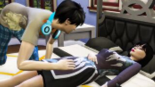 Son Fucks Sleeping Korean Cougar After Taking A Nap |