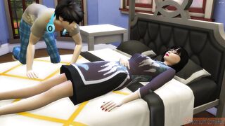 Son Fucks Sleeping Korean Cougar After Taking A Nap |