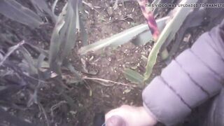 Hand Job into the field with much cum
