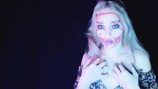 Hot Blonde on Halloween Party Undressing & Finger Bang Snatch