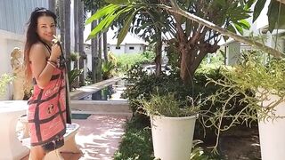 Me,Mini Bikini and AFRICAN SEX TOY into Outdoors POOL