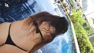 Me,Mini Bikini and AFRICAN SEX TOY into Outdoors POOL