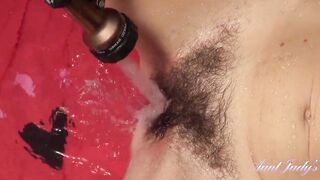 AuntJudys - 39yo Bushy Cunt Amateur cougar Lauren gets soak into the garden