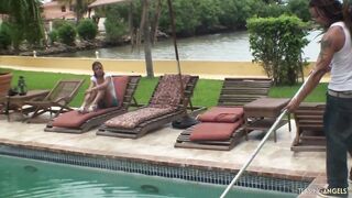 She gets turned on when she sees the pool boy and gets her