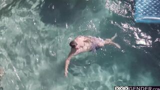 Four shemales enjoyed kinky pool party