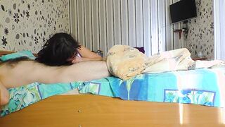 Mom lifted the blanket and started sucking off penis before anal sex inside her long booty