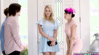 Naughty moms swap and fuck their own sons!