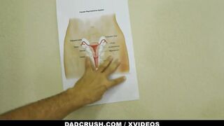 Dad Teaches step-daughter (Leia Rae) How To Do A Proper Hand Job -