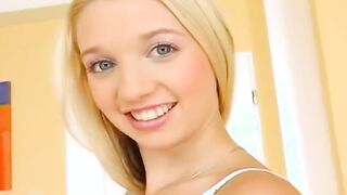 Sweet blonde barely legal from Germany making her tight muff soak