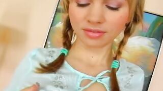 Big Tit German blonde showing off her masturbation skillz on the couch