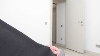 Young lady caught me jerking off. Risky jacking off and