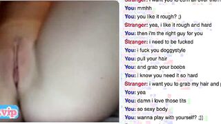 Horny blonde masturbating on random chat