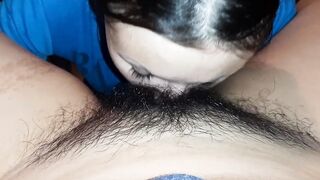 I tongue my mistress's unshaved cunt to orgasm - Lesbo-illusion