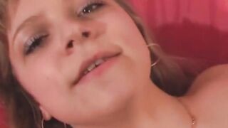 Beauty Blonde Olga with long melons and insert vibrator
