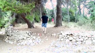 People view as the dark haired visits an public dogging area