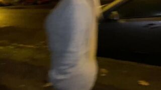 Outside cum walk after heavy load on face
