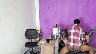 Employee seduces the boss and is filmed on camera. Part two. They pounded inside the office without anyone noticing