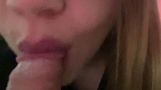 Big Tit blonde blows penis and offer titjob until cummed inside her mouth