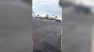 I had to peeing badly! Peed into a parking lot of a shopping mall. Bushy twat get very soak.