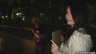 Japanese babe cunt with mouth Ako Nishino hitchhikes a vehicle and dick sucking off a stranger uncensored.