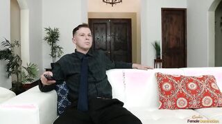Dark Haired wifey deepthroats and riding a huge eastern dick inside