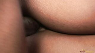 Dude with a huge ebony dick fucks a ginger BBW after eating