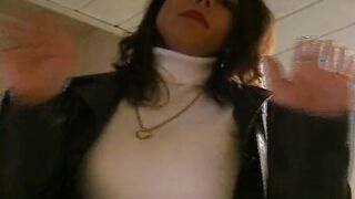 Perfect looking German dark haired gets pleased by 2 rods