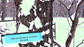 Cutie Black sluts dances and blows cock into the snow.