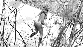 Cutie Black sluts dances and blows cock into the snow.