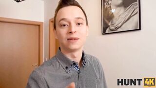 HUNT4K. On Christmas day cuck sells snatch of big tit mistress